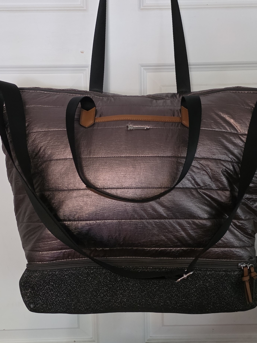 Stella & Dot Quilted Metallic Gym Bag in Bronze